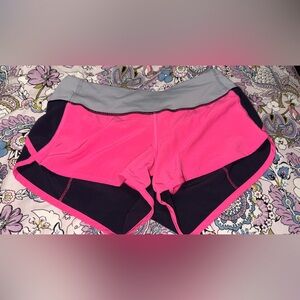 Hot Pink Athletic Shorts with Gray Waistband
